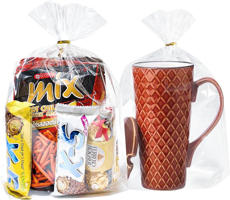 QOIUSO 50Pcs Bottom Gusset Cellophane Bags: 9x12 Inches Clear Gift Bags with Twist Ties for Candy Treat Goodies Mug Party Favors and Gift Wrapping - Durable Plastic Cellophane Gift Wrap - Image 1
